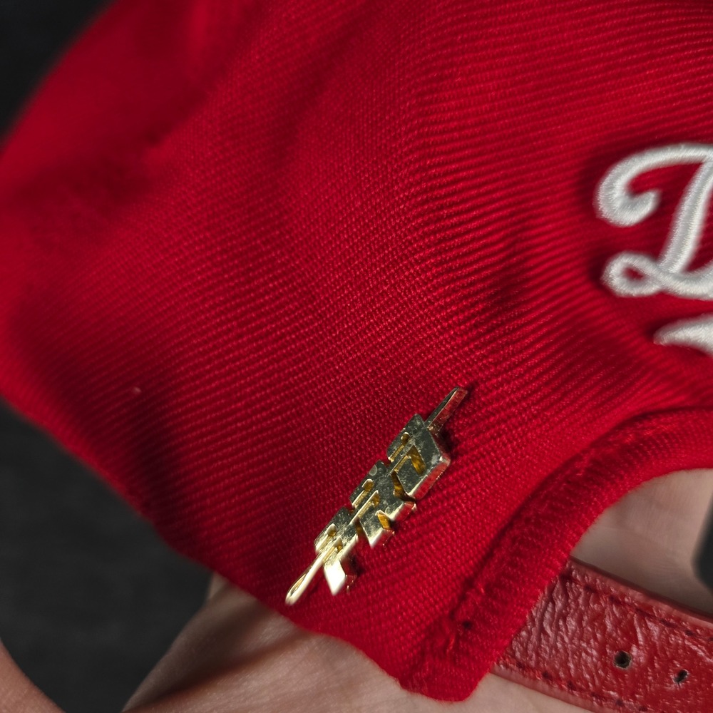 Los Angeles Dodgers Red Pro Standard Wool Leather Strapback Hat MLB Retro Cap - Picture 8 of 11